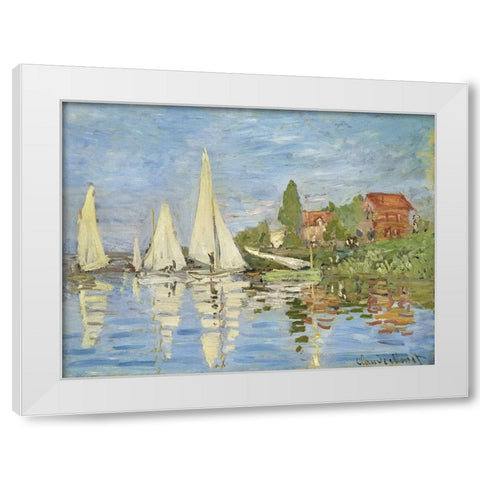 Regattas at Argenteuil White Modern Wood Framed Art Print by Monet, Claude
