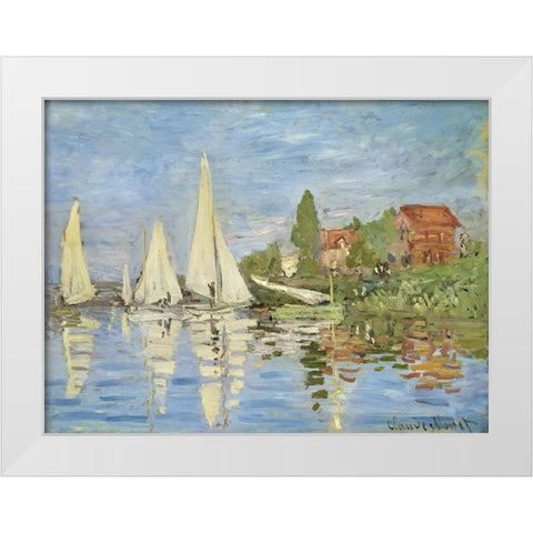 Regattas at Argenteuil White Modern Wood Framed Art Print by Monet, Claude
