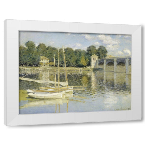 The Argenteuil Bridge White Modern Wood Framed Art Print by Monet, Claude