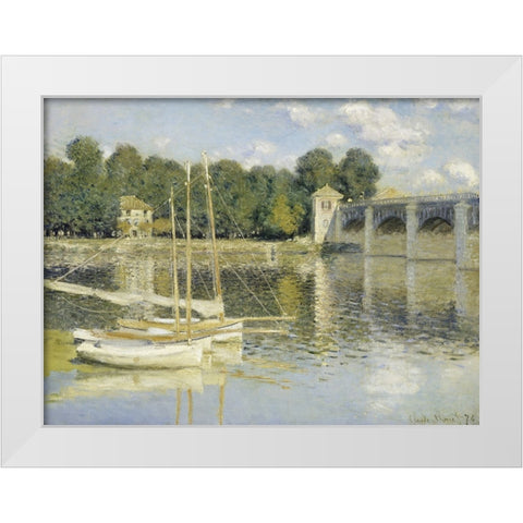 The Argenteuil Bridge White Modern Wood Framed Art Print by Monet, Claude