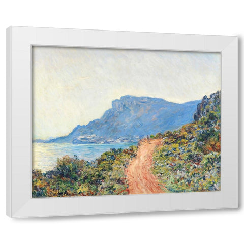 The Corniche near Monaco White Modern Wood Framed Art Print by Monet, Claude