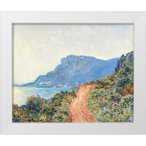 The Corniche near Monaco White Modern Wood Framed Art Print by Monet, Claude