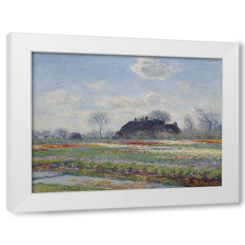 Tulip Fields at Sassenheim White Modern Wood Framed Art Print by Monet, Claude