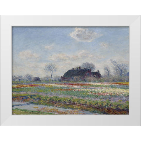 Tulip Fields at Sassenheim White Modern Wood Framed Art Print by Monet, Claude