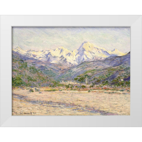 The Valley of the Nervia White Modern Wood Framed Art Print by Monet, Claude