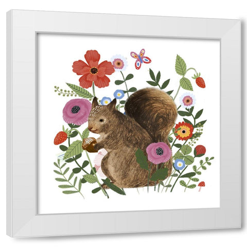 Spring Floral Critters IV White Modern Wood Framed Art Print by Barnes, Victoria