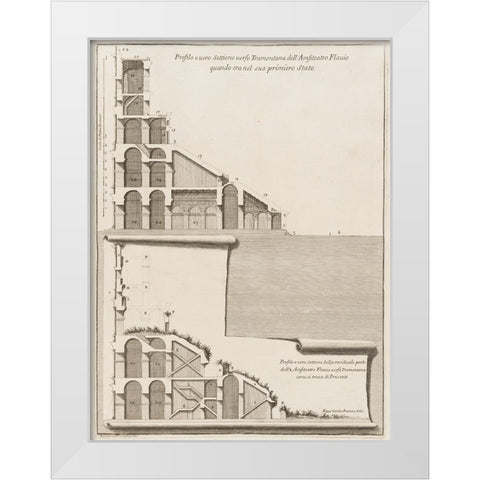 Antiquities of Pola, Ancient Blueprints VI White Modern Wood Framed Art Print by Unknown