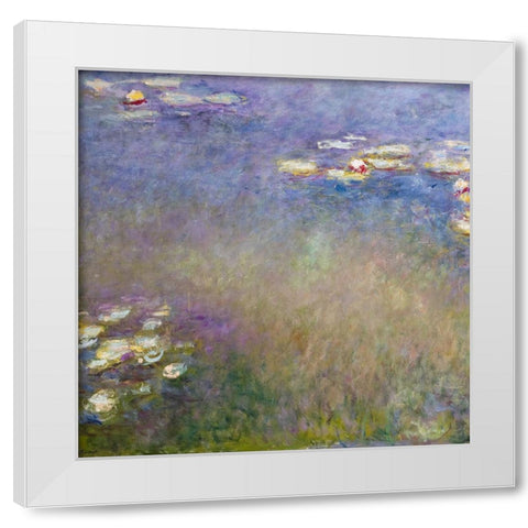 Monet Water Lilies I White Modern Wood Framed Art Print by Monet, Claude