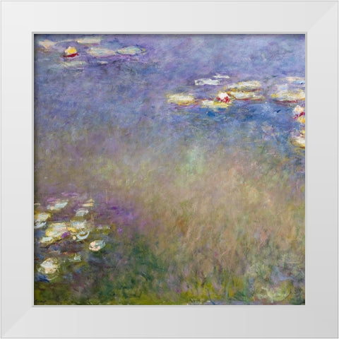 Monet Water Lilies I White Modern Wood Framed Art Print by Monet, Claude