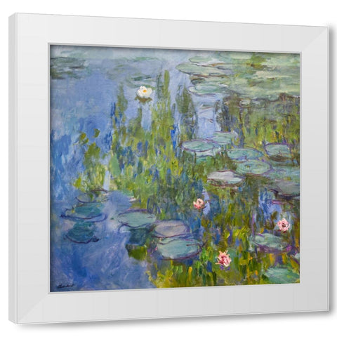 Monet Water Lilies II White Modern Wood Framed Art Print by Monet, Claude