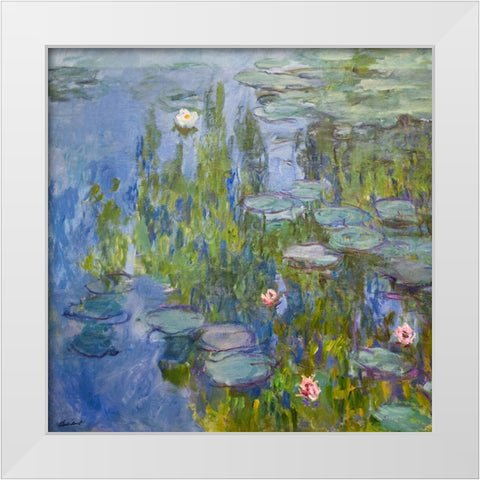 Monet Water Lilies II White Modern Wood Framed Art Print by Monet, Claude