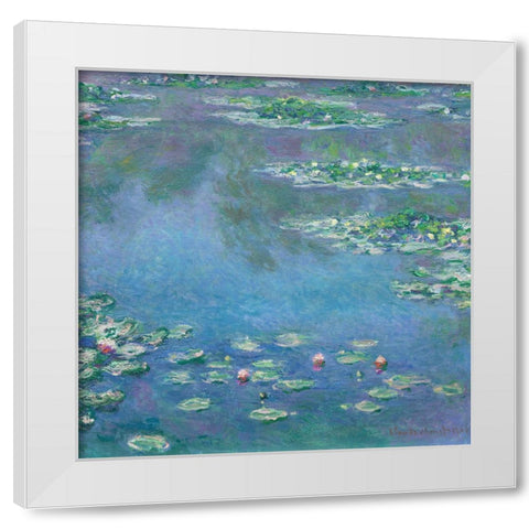 Monet Water Lilies III White Modern Wood Framed Art Print by Monet, Claude