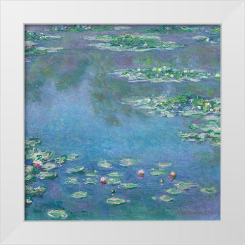 Monet Water Lilies III White Modern Wood Framed Art Print by Monet, Claude