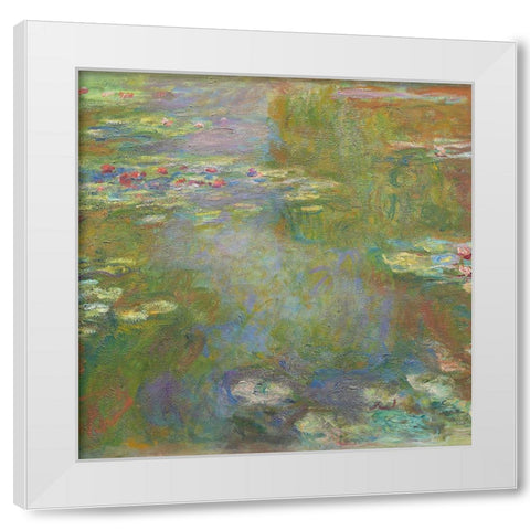 Monet Water Lilies IV White Modern Wood Framed Art Print by Monet, Claude