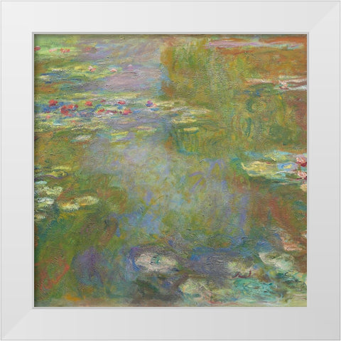 Monet Water Lilies IV White Modern Wood Framed Art Print by Monet, Claude