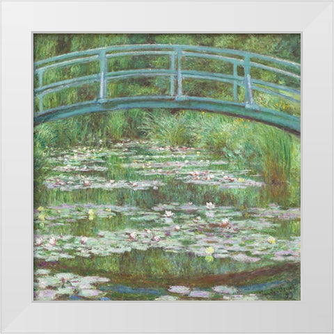 Monet Japanese Bridge I White Modern Wood Framed Art Print by Monet, Claude