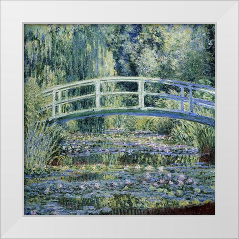 Monet Japanese Bridge II White Modern Wood Framed Art Print by Monet, Claude
