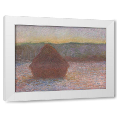 Monet Haystacks I White Modern Wood Framed Art Print by Monet, Claude