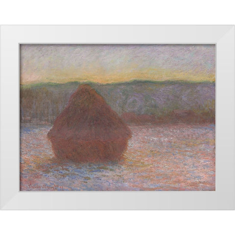 Monet Haystacks I White Modern Wood Framed Art Print by Monet, Claude