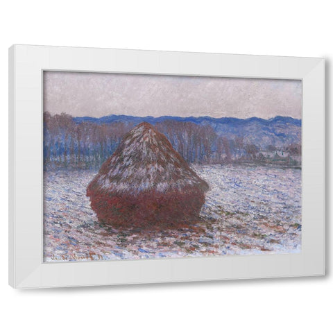 Monet Haystacks II White Modern Wood Framed Art Print by Monet, Claude