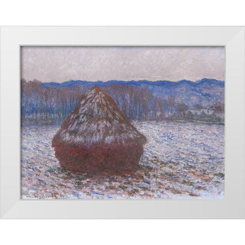 Monet Haystacks II White Modern Wood Framed Art Print by Monet, Claude