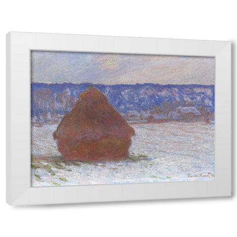 Monet Haystacks III White Modern Wood Framed Art Print by Monet, Claude