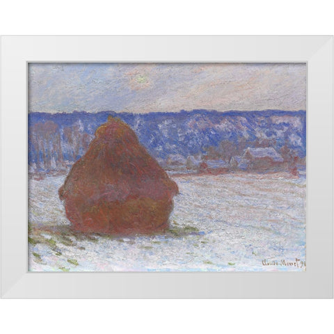 Monet Haystacks III White Modern Wood Framed Art Print by Monet, Claude