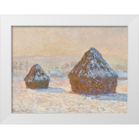 Monet Haystacks IV White Modern Wood Framed Art Print by Monet, Claude