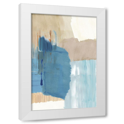 Blue Motion I White Modern Wood Framed Art Print by Kouta, Flora