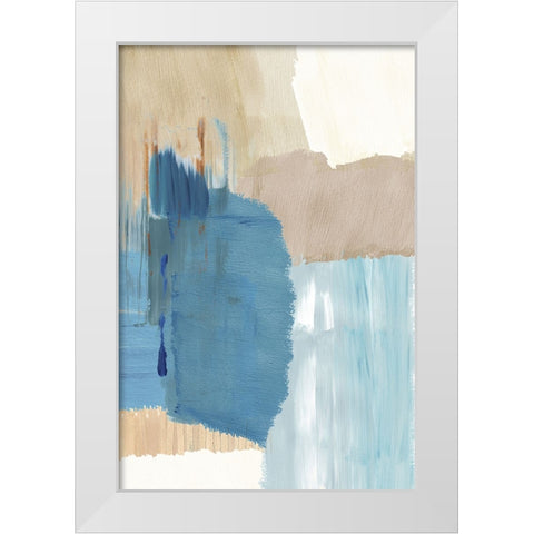 Blue Motion I White Modern Wood Framed Art Print by Kouta, Flora