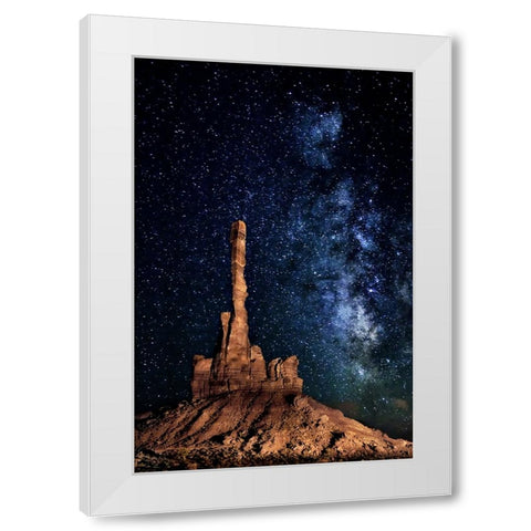 A Totem Pole Night Sky White Modern Wood Framed Art Print by Drost, David