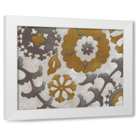 Ochre Suzani I White Modern Wood Framed Art Print by Zarris, Chariklia