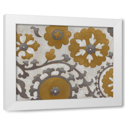 Ochre Suzani II White Modern Wood Framed Art Print by Zarris, Chariklia