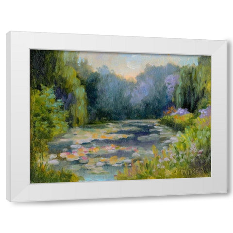 Monets Garden I White Modern Wood Framed Art Print by Weber, Mary Jean