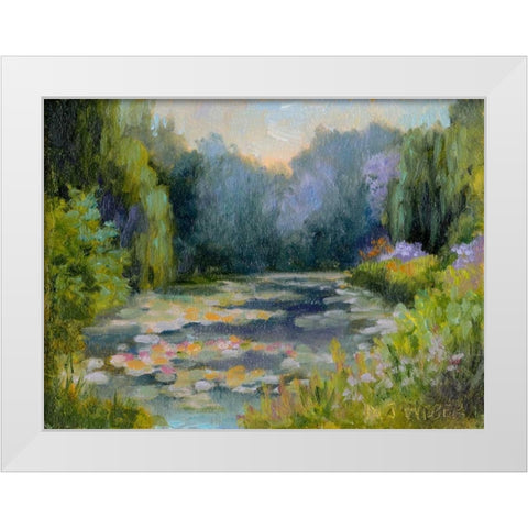 Monets Garden I White Modern Wood Framed Art Print by Weber, Mary Jean
