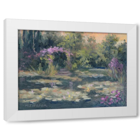 Monets Garden IV White Modern Wood Framed Art Print by Weber, Mary Jean