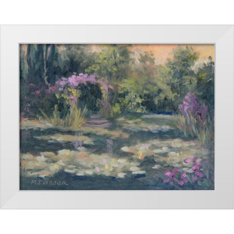Monets Garden IV White Modern Wood Framed Art Print by Weber, Mary Jean