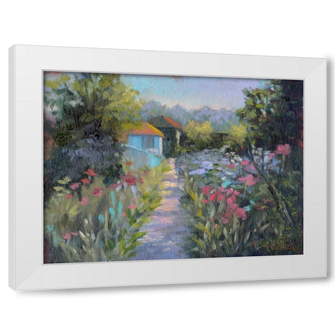 Monets Garden V White Modern Wood Framed Art Print by Weber, Mary Jean