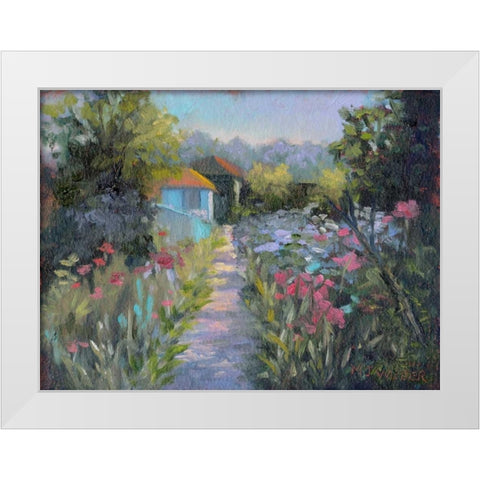 Monets Garden V White Modern Wood Framed Art Print by Weber, Mary Jean