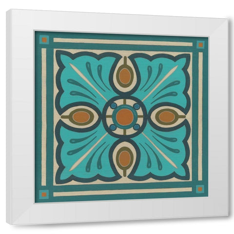 Piazza Tile in Blue I White Modern Wood Framed Art Print by Vess, June Erica