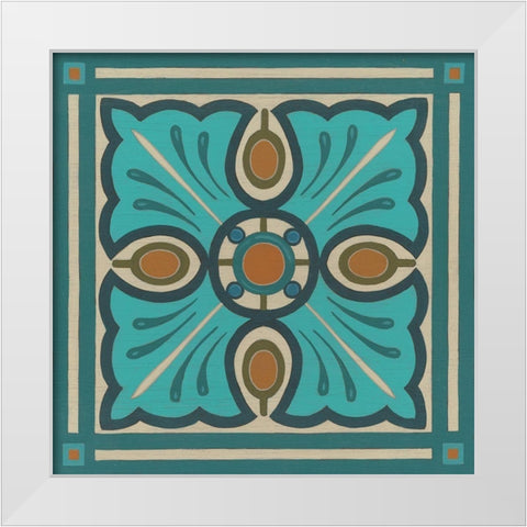 Piazza Tile in Blue I White Modern Wood Framed Art Print by Vess, June Erica