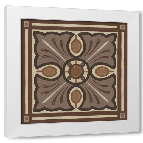 Piazza Tile in Brown I White Modern Wood Framed Art Print by Vess, June Erica
