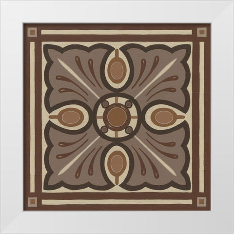 Piazza Tile in Brown I White Modern Wood Framed Art Print by Vess, June Erica