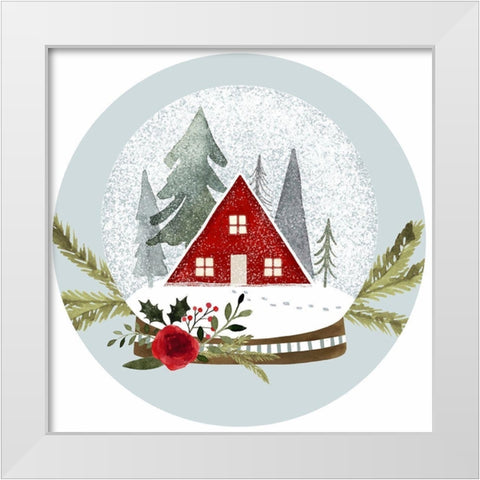 Snow Globe Village Collection C White Modern Wood Framed Art Print by Barnes, Victoria