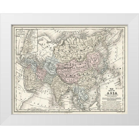 Mitchells Map of Asia White Modern Wood Framed Art Print by Mitchell