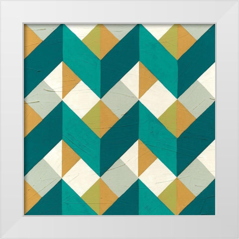 Chevron Illusion III White Modern Wood Framed Art Print by Vess, June Erica