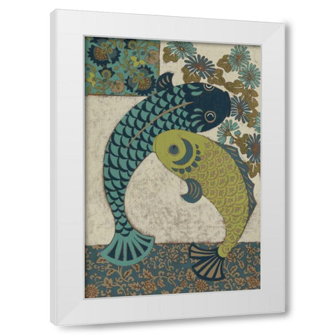 Koi Ornament I White Modern Wood Framed Art Print by Chariklia Zarris