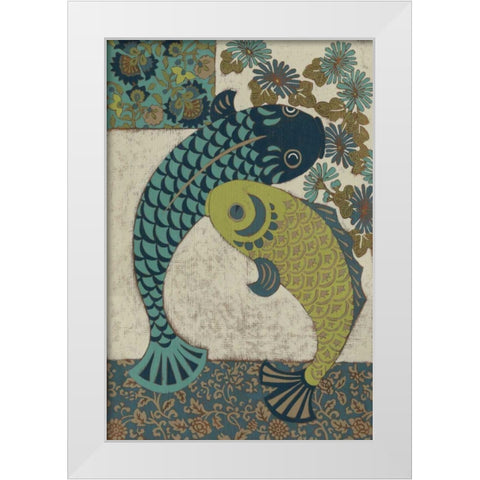 Koi Ornament I White Modern Wood Framed Art Print by Chariklia Zarris
