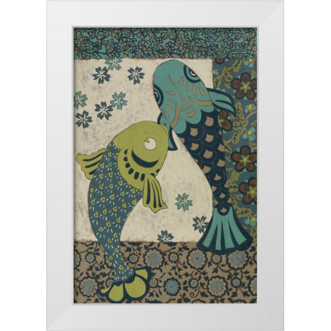 Koi Ornament II White Modern Wood Framed Art Print by Chariklia Zarris