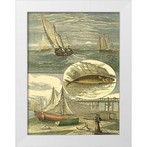 Fishermans Vignette III White Modern Wood Framed Art Print by Vision Studio